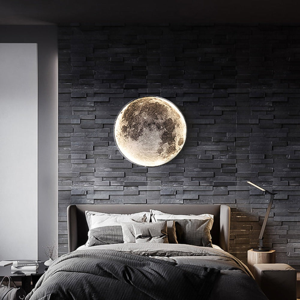 Realistic 3D Moon & Earth LED Wall Lamp - Dimmable Space Decor Ceiling Light