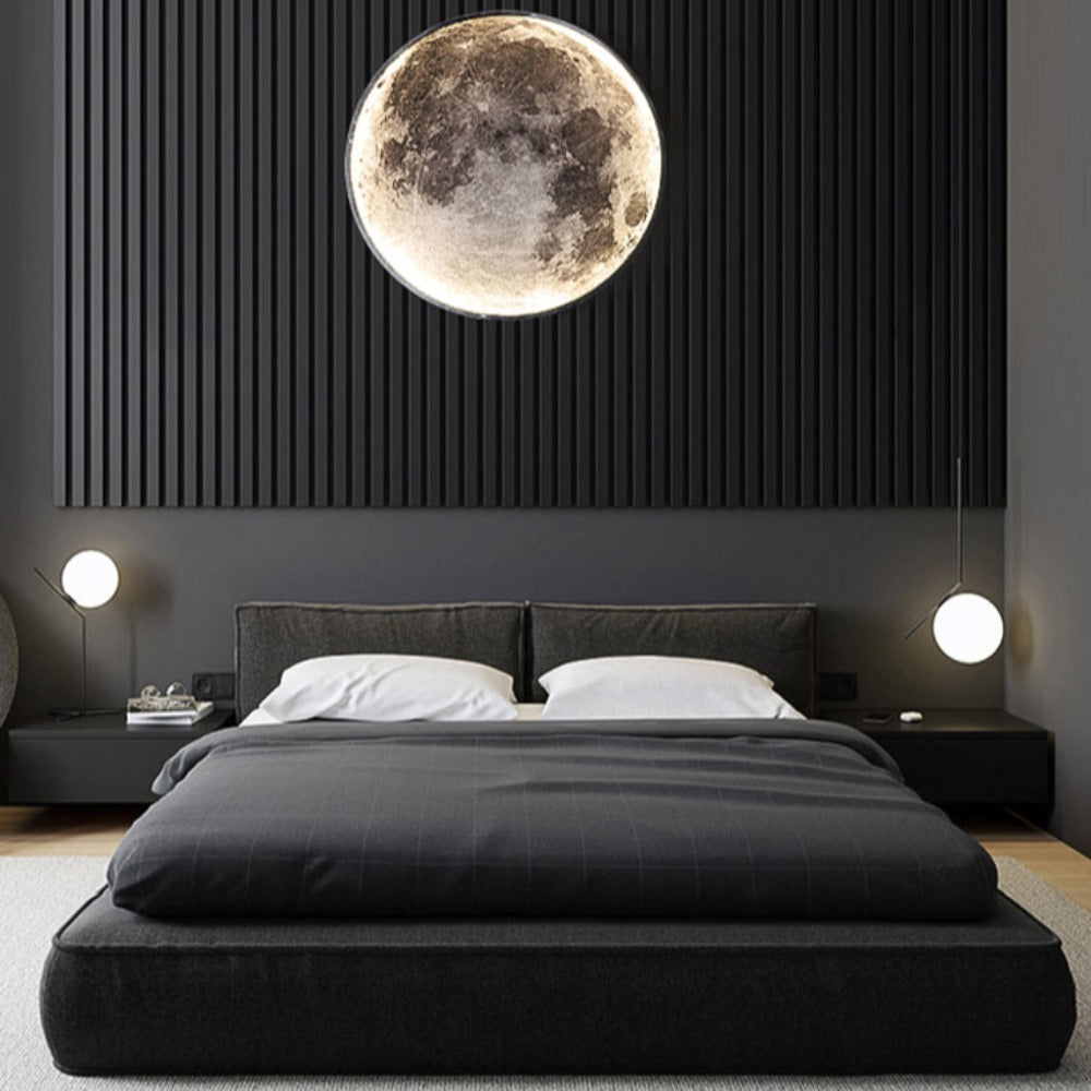 Realistic 3D Moon & Earth LED Wall Lamp - Dimmable Space Decor Ceiling Light