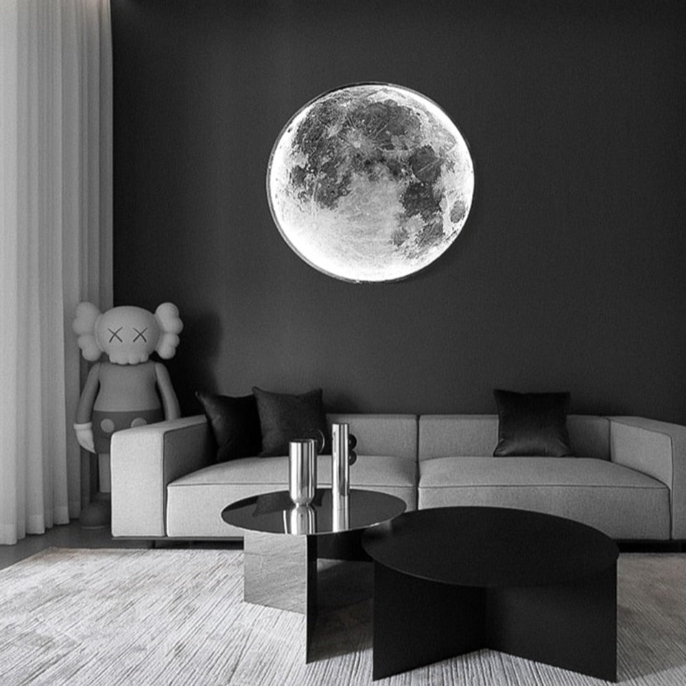 Realistic 3D Moon & Earth LED Wall Lamp - Dimmable Space Decor Ceiling Light