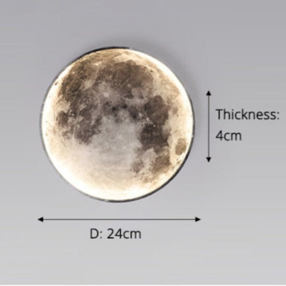 Realistic 3D Moon & Earth LED Wall Lamp - Dimmable Space Decor Ceiling Light
