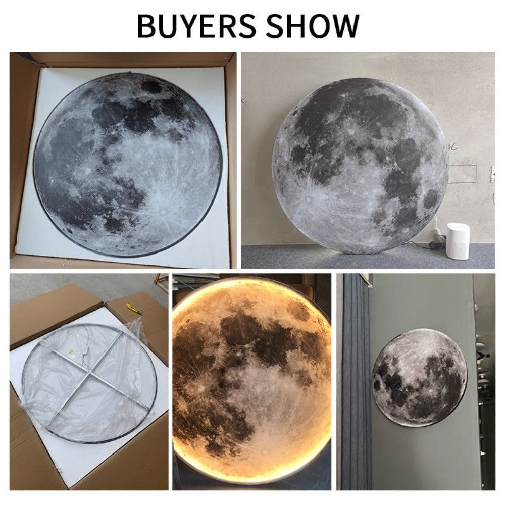 Realistic 3D Moon & Earth LED Wall Lamp - Dimmable Space Decor Ceiling Light