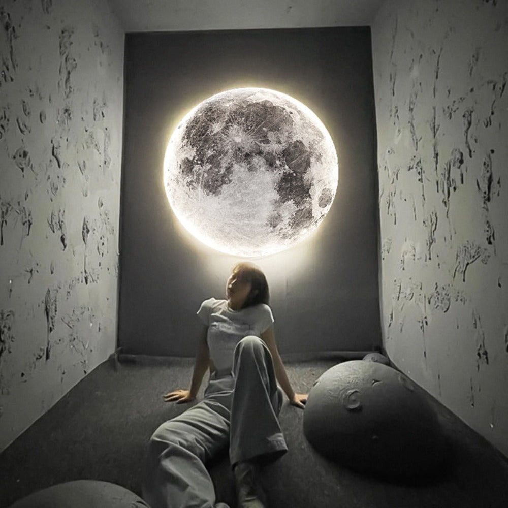 Realistic 3D Moon & Earth LED Wall Lamp - Dimmable Space Decor Ceiling Light