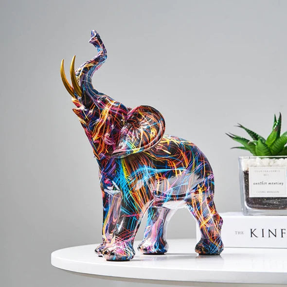 Creative Graffiti Elephant Figurine – Colourful Modern Elephant Statue Home Decor
