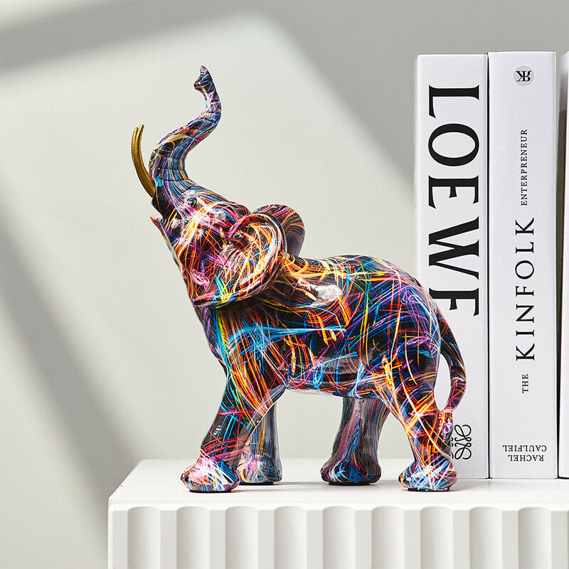 Creative Graffiti Elephant Figurine – Colourful Modern Elephant Statue Home Decor