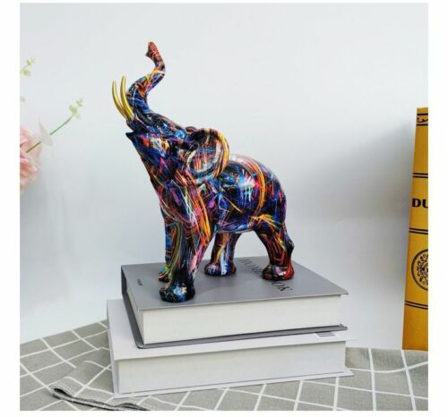 Creative Graffiti Elephant Figurine – Colourful Modern Elephant Statue Home Decor