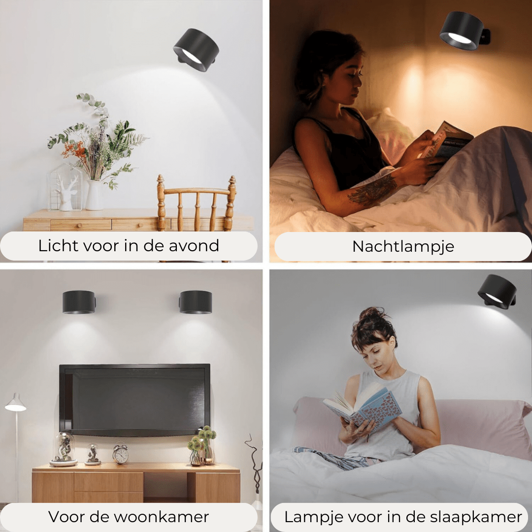 360° Cordless LED Wall Lamp - USB Rechargeable Magnetic Dimmable Reading Light