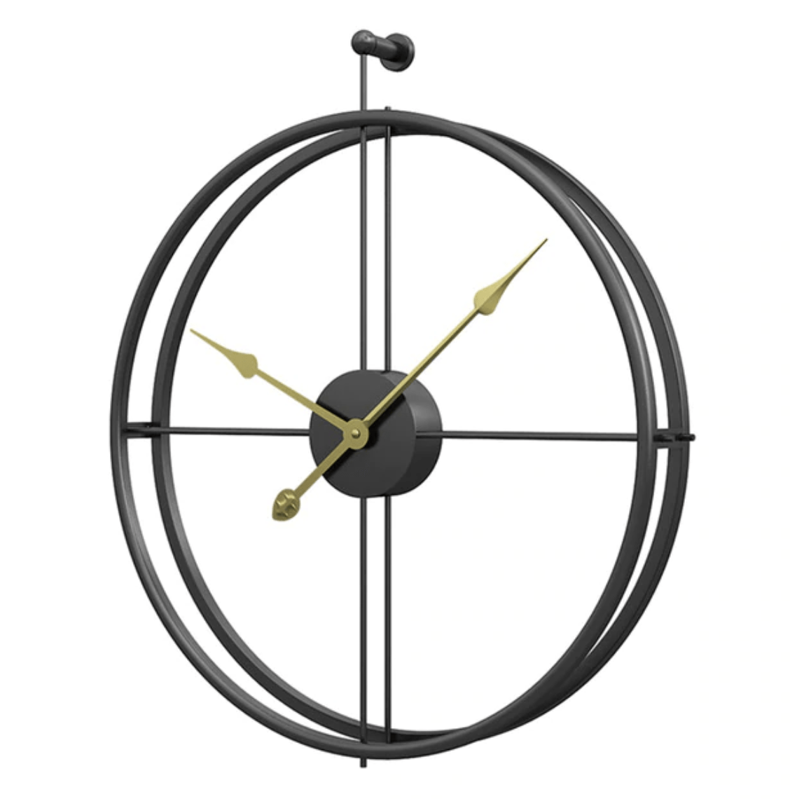 Golden Circle Wall Clock | Large Metal Modern Design - Silent Quartz Movement