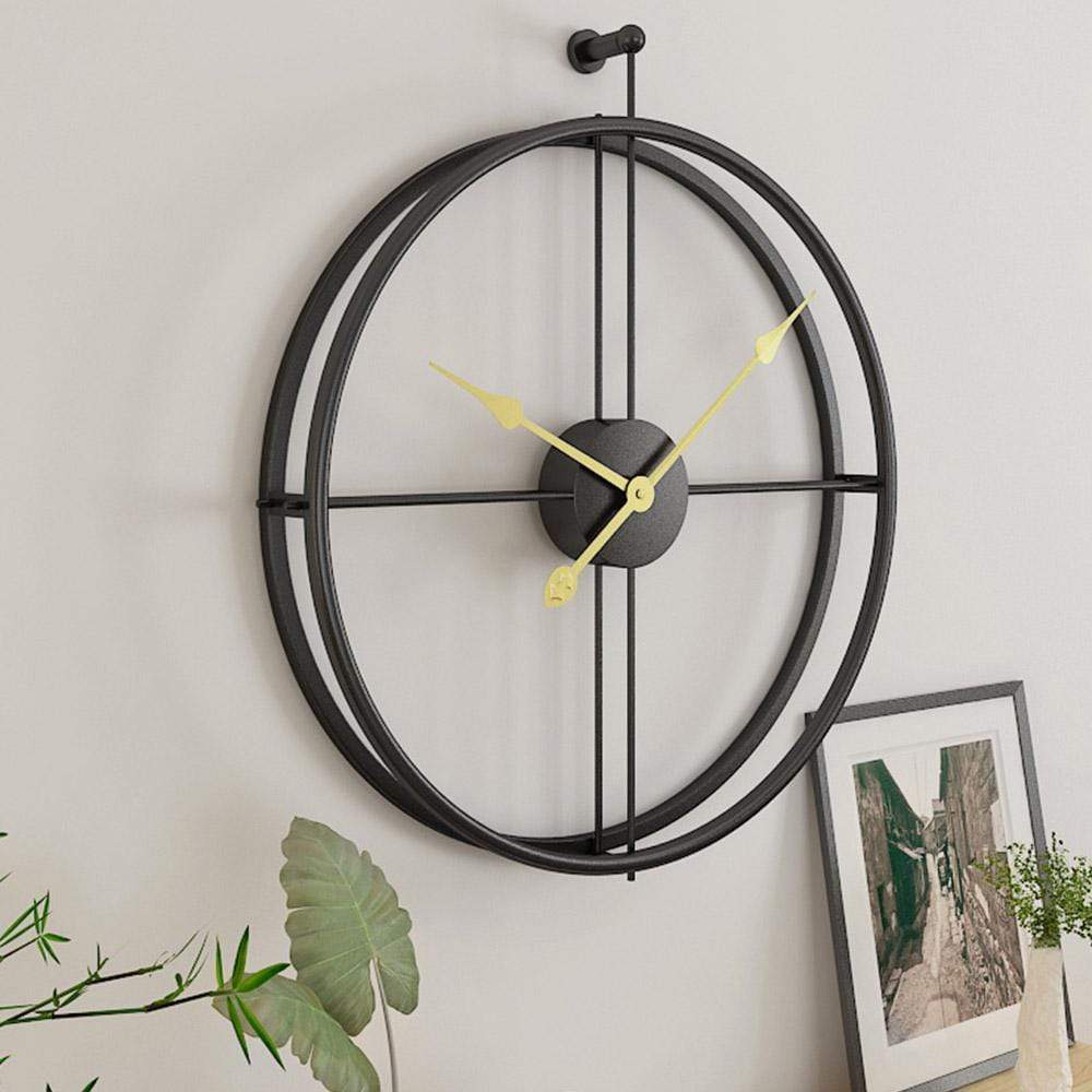 Golden Circle Wall Clock | Large Metal Modern Design - Silent Quartz Movement