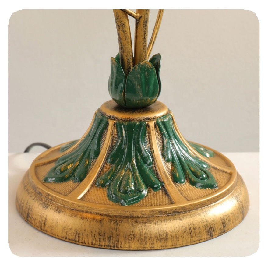 Vintage Crystal Flower Table Lamp - Gold Finish Glam Living Room Accent Light