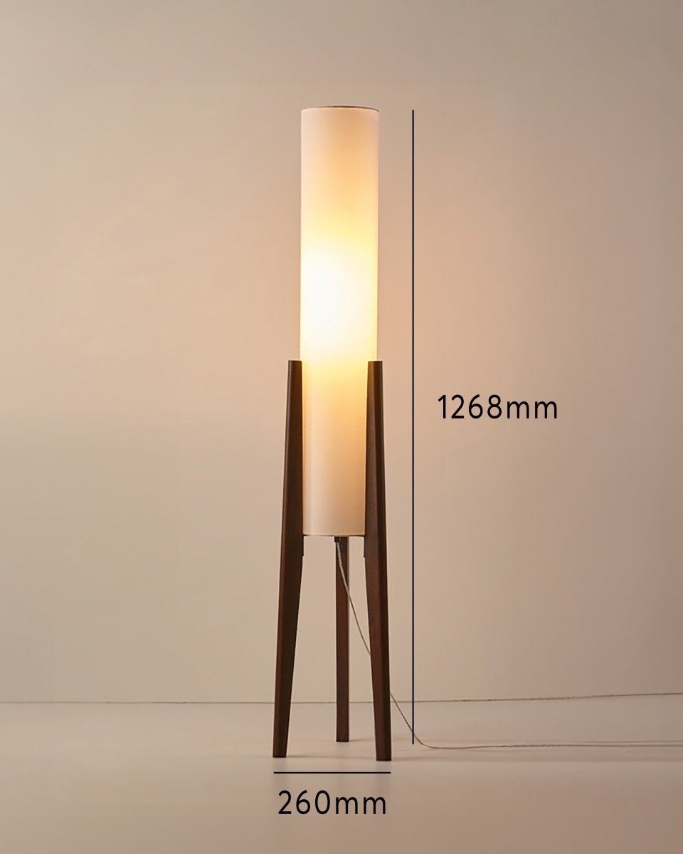 Walnut Wood Modern Floor Lamp - Mid-Century Tripod Standing Light for Living Room