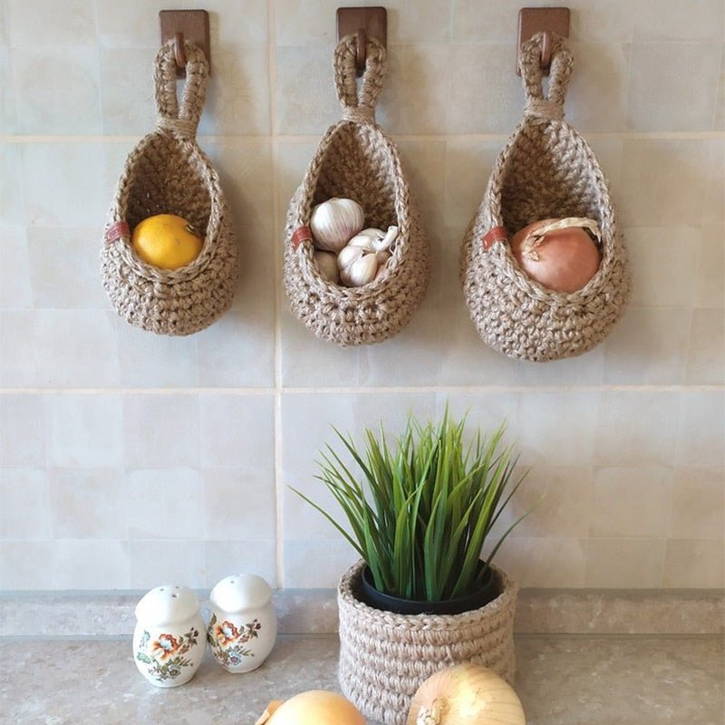 Woven Hanging Storage Baskets | Boho Wall Baskets