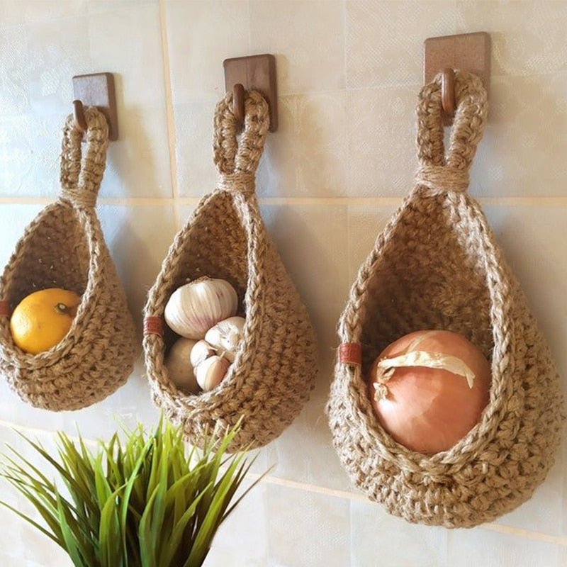 Woven Hanging Storage Baskets | Boho Wall Baskets